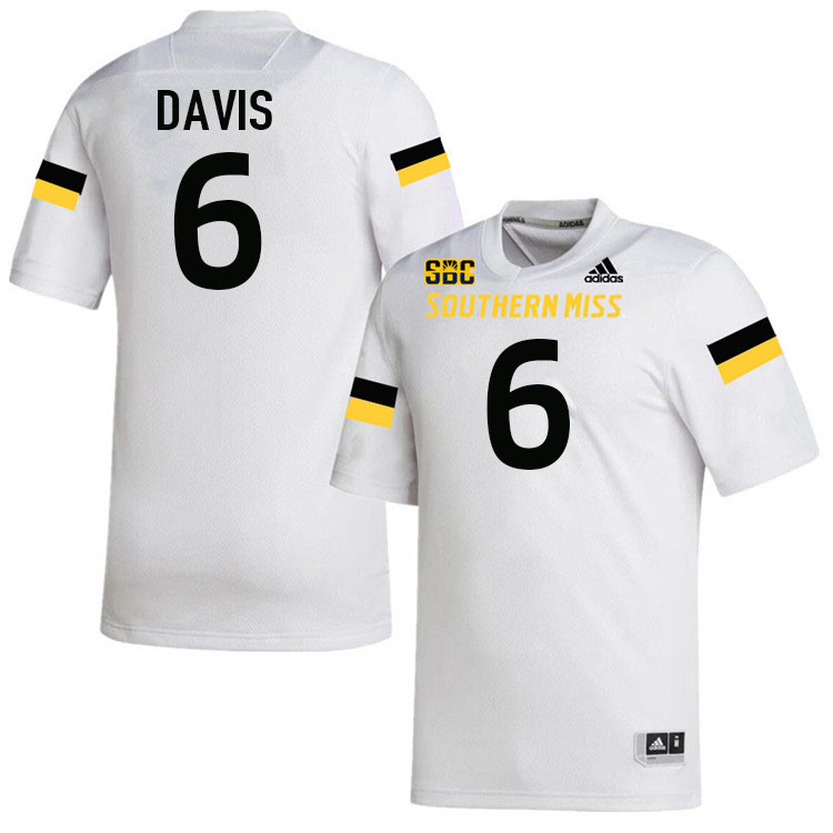 Southern Miss Golden Eagles #6 Micah Davis Football Jersey Stitched-White